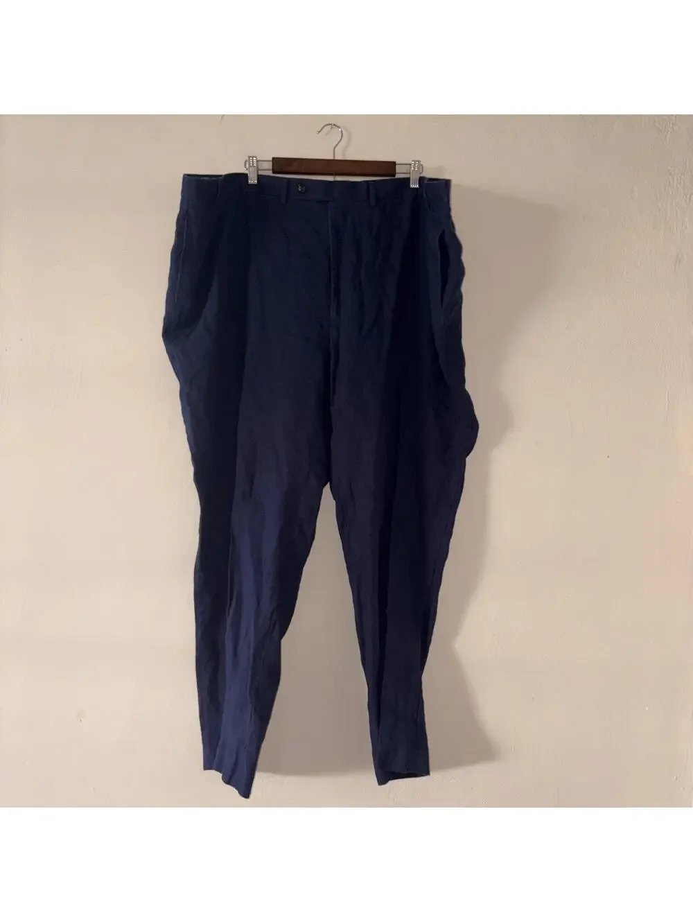 Lauren Ralph Lauren Navy Blue 100% Linen Trousers - Men's 52W x 32L